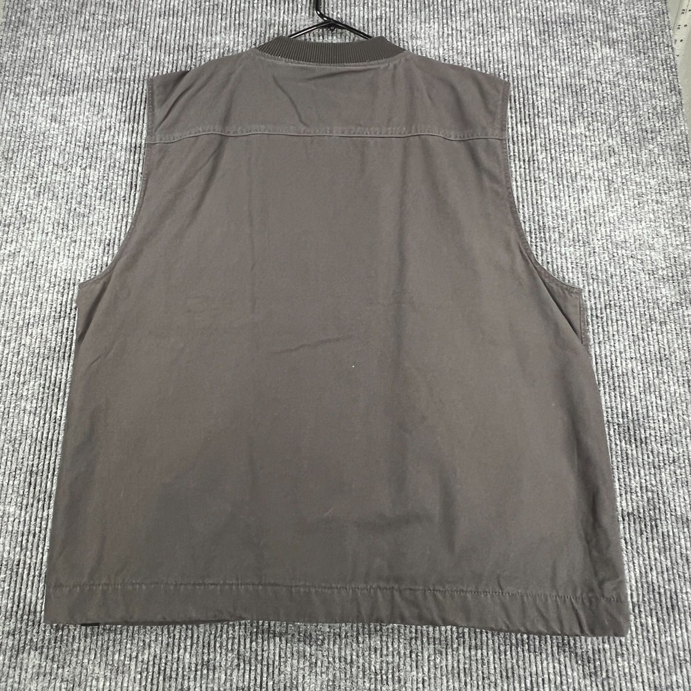 Prana Canvas Vest Jacket Mens 2XL XXL Brown Gray Sleeveless Lined Full Zip New - Picture 14 of 15
